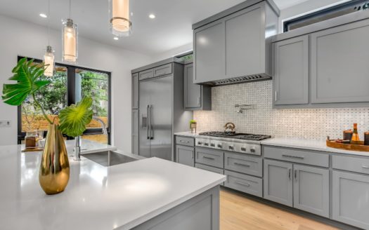 A renovated kitchen.